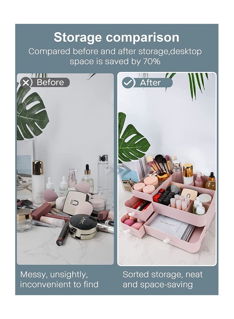 ORiTi منظم مكياج مع أدراج، منظم سطح الطاولة ذو سعة كبيرة لمنظم مستحضرات التجميل والحمام وغرفة النوم - Image 5