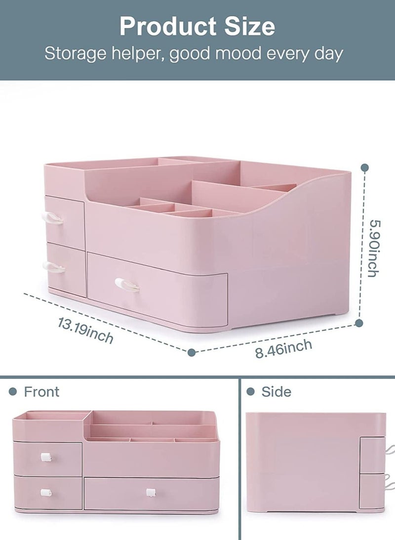 ORiTi منظم مكياج مع أدراج، منظم سطح الطاولة ذو سعة كبيرة لمنظم مستحضرات التجميل والحمام وغرفة النوم - Image 4