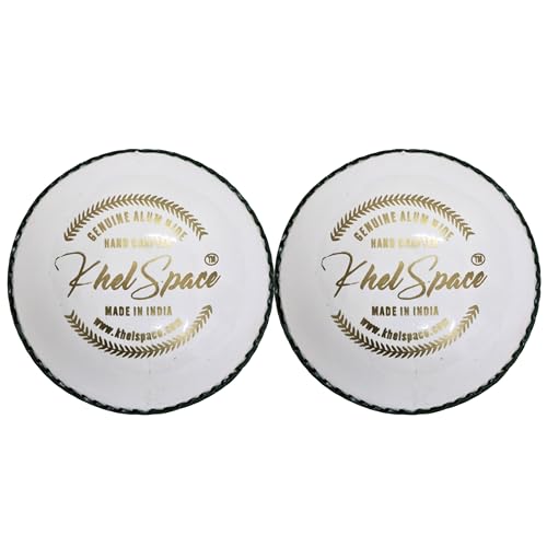 KHELSPACE KS-20 Leather White Cricket Ball | Hand-Stitched | Professional Grade | Ideal for Day/Night Matches, Practice & Tournaments (2) - Image 1