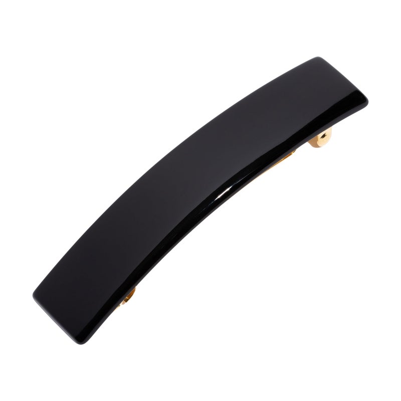 France Luxe Black Hair Barrette for Thin Hair, Classic Rectangle French Barrette for Women, Lightweight and Comfortable, Strong Hold | France Luxe - Image 1