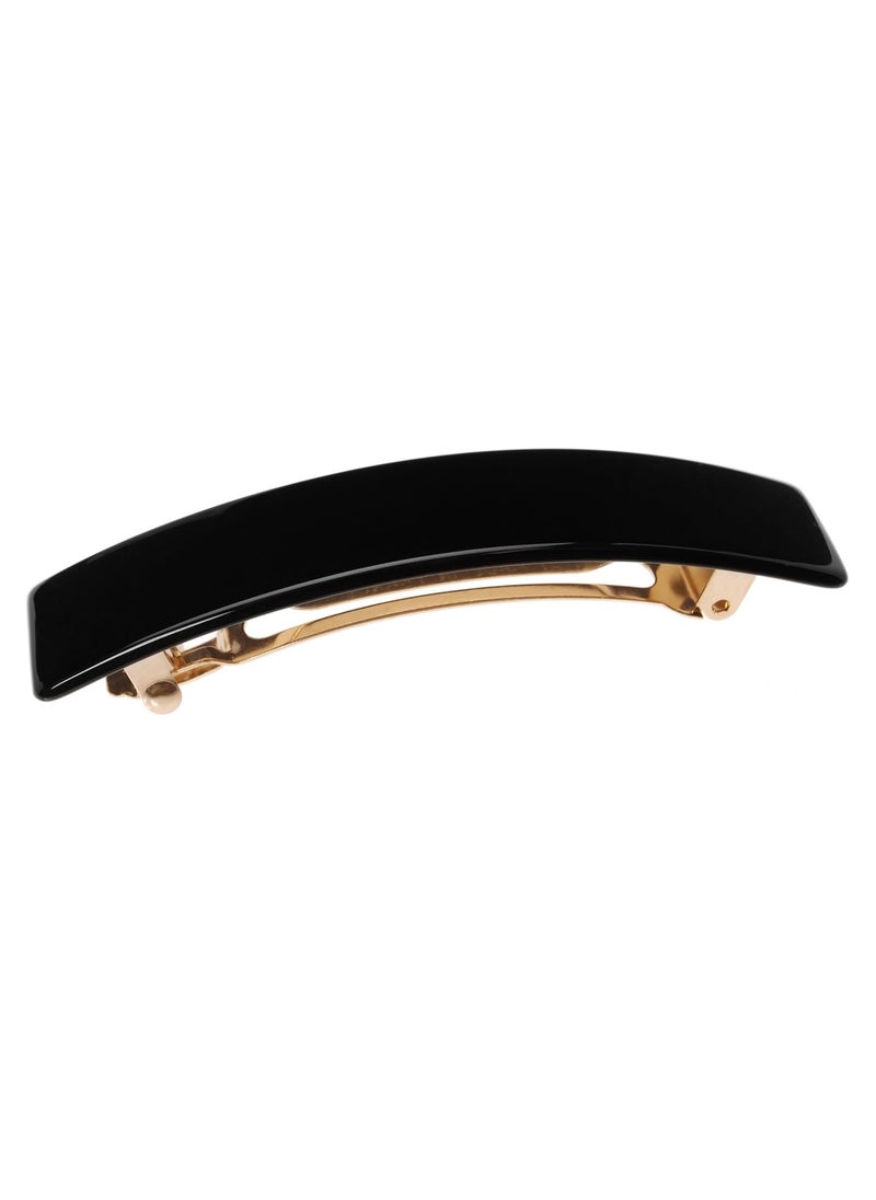 France Luxe France Luxe Classic Rectangle Hair Barrette, Black - Classic French Design for Everyday Wear  - Image 1