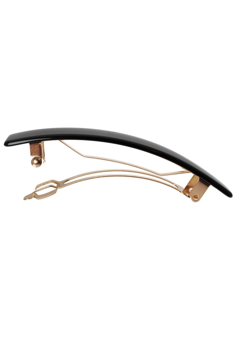 France Luxe France Luxe Classic Rectangle Hair Barrette, Black - Classic French Design for Everyday Wear  - Image 2