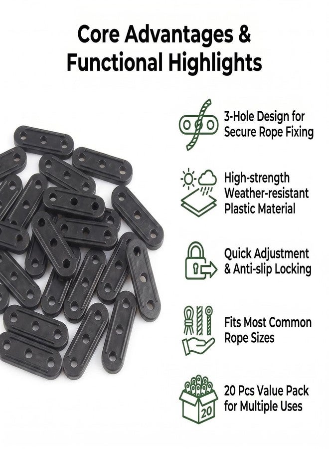 Natuworld 20PCS Plastic Cord Tensioners Rope Adjuster Tent Guy-Line Wind Rope Buckle Fastener Tightener for Camping Hiking Outdoor Gear Accessories - Image 4
