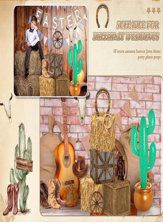 Saypacck 13 Pcs Western Cowboy Party Decorations with Hay Bales Straw Boxes Cactus Inflatable Cowboy Centerpieces Decor for Birthday Wedding Western Fall Harvest Farm Theme Party Photo Booth Props - Image 5
