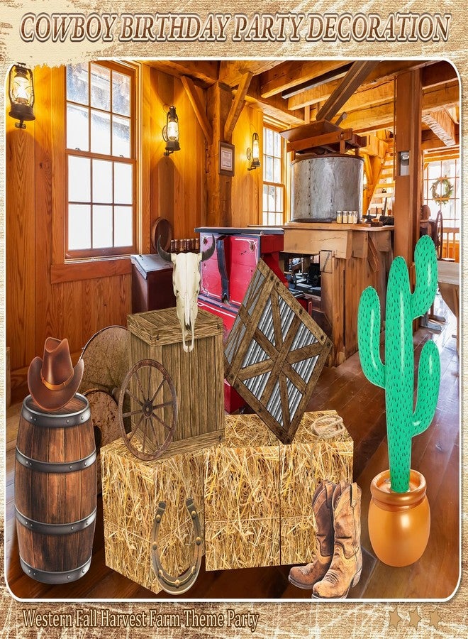 Saypacck 13 Pcs Western Cowboy Party Decorations with Hay Bales Straw Boxes Cactus Inflatable Cowboy Centerpieces Decor for Birthday Wedding Western Fall Harvest Farm Theme Party Photo Booth Props - Image 4