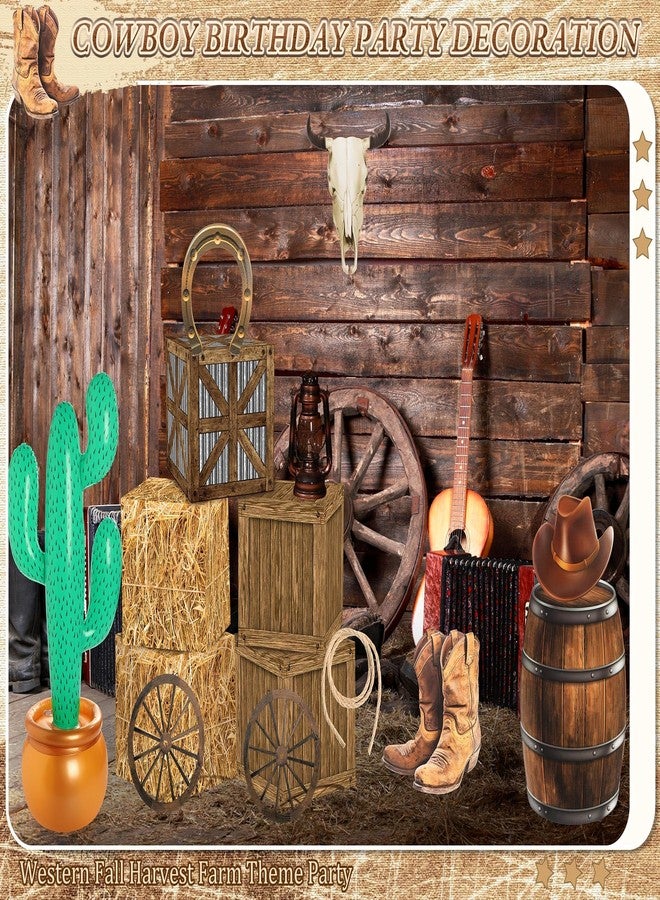 Saypacck 13 Pcs Western Cowboy Party Decorations with Hay Bales Straw Boxes Cactus Inflatable Cowboy Centerpieces Decor for Birthday Wedding Western Fall Harvest Farm Theme Party Photo Booth Props - Image 3