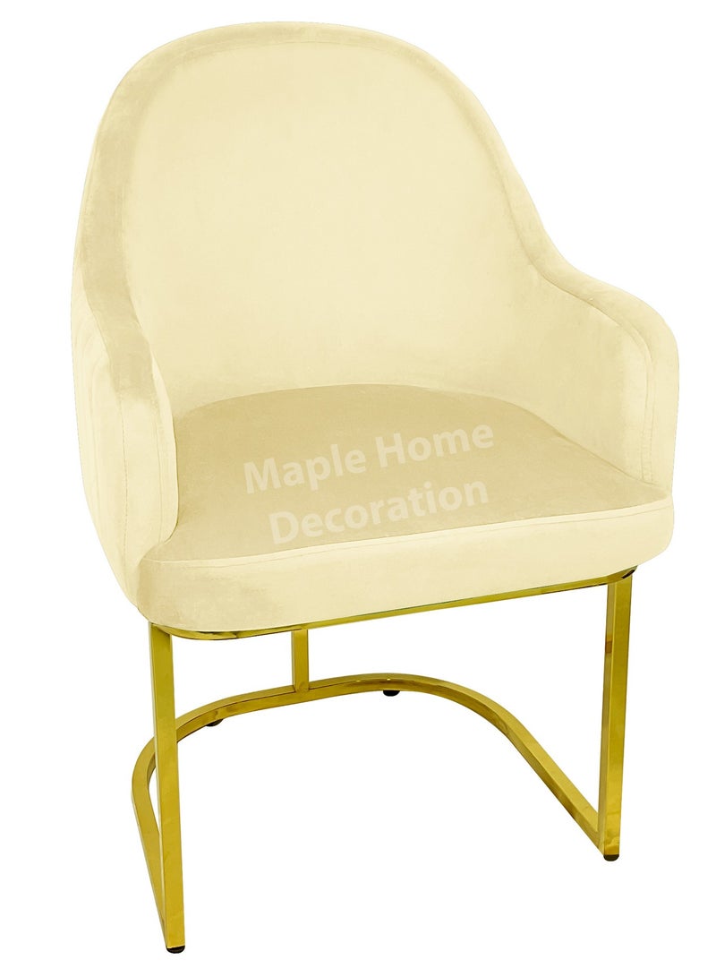 MAPLE HOME DECORATION Maple Home Velvet Chairs Modern Accent Dining Chairs Flannelette Comfy Upholstered Dining Room Furniture Leisure Chairs Golden Metal Leg  - Image 1