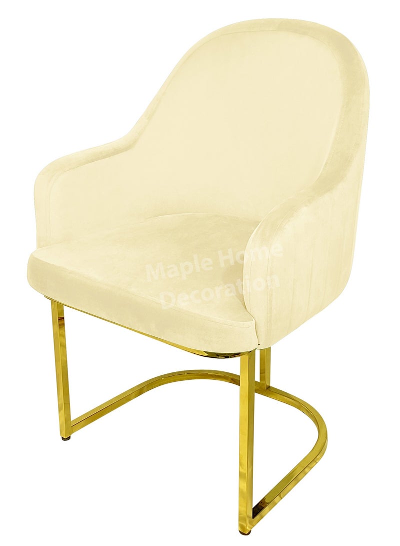 MAPLE HOME DECORATION Maple Home Velvet Chairs Modern Accent Dining Chairs Flannelette Comfy Upholstered Dining Room Furniture Leisure Chairs Golden Metal Leg  - Image 3