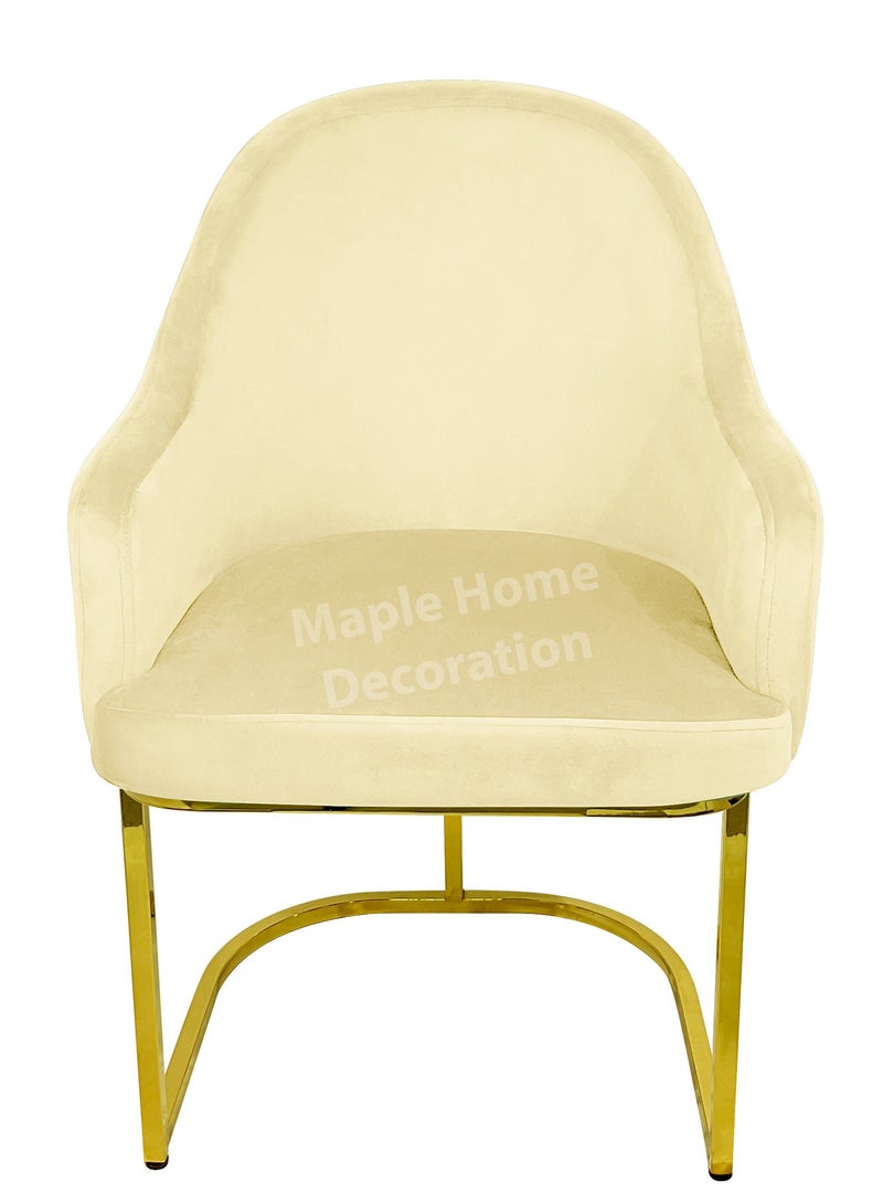 MAPLE HOME DECORATION Maple Home Velvet Chairs Modern Accent Dining Chairs Flannelette Comfy Upholstered Dining Room Furniture Leisure Chairs Golden Metal Leg  - Image 2