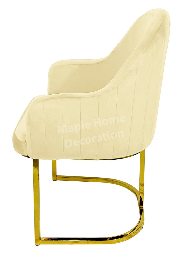 MAPLE HOME DECORATION Maple Home Velvet Chairs Modern Accent Dining Chairs Flannelette Comfy Upholstered Dining Room Furniture Leisure Chairs Golden Metal Leg  - Image 4