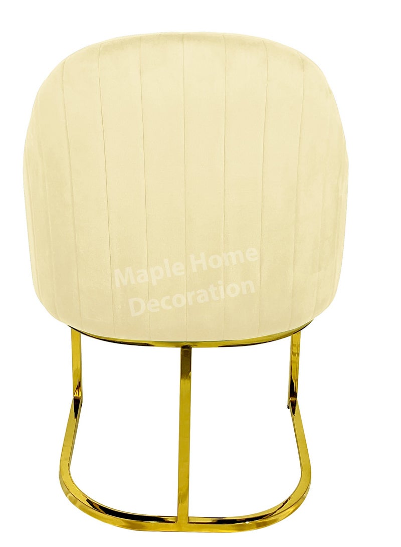 MAPLE HOME DECORATION Maple Home Velvet Chairs Modern Accent Dining Chairs Flannelette Comfy Upholstered Dining Room Furniture Leisure Chairs Golden Metal Leg  - Image 5