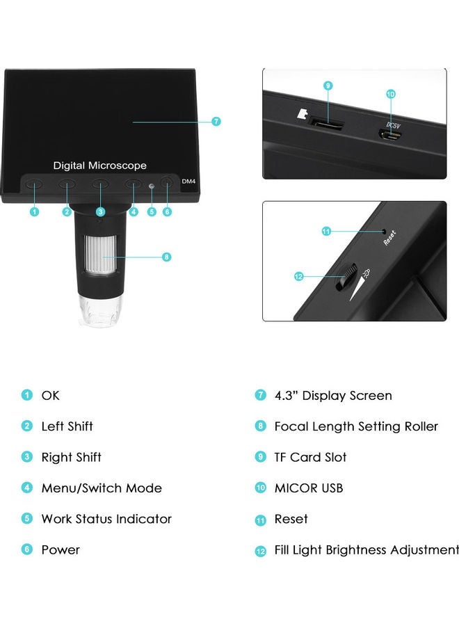Portable Digital Microscope With Metal Stand And Adjustable Lamp - Image 4