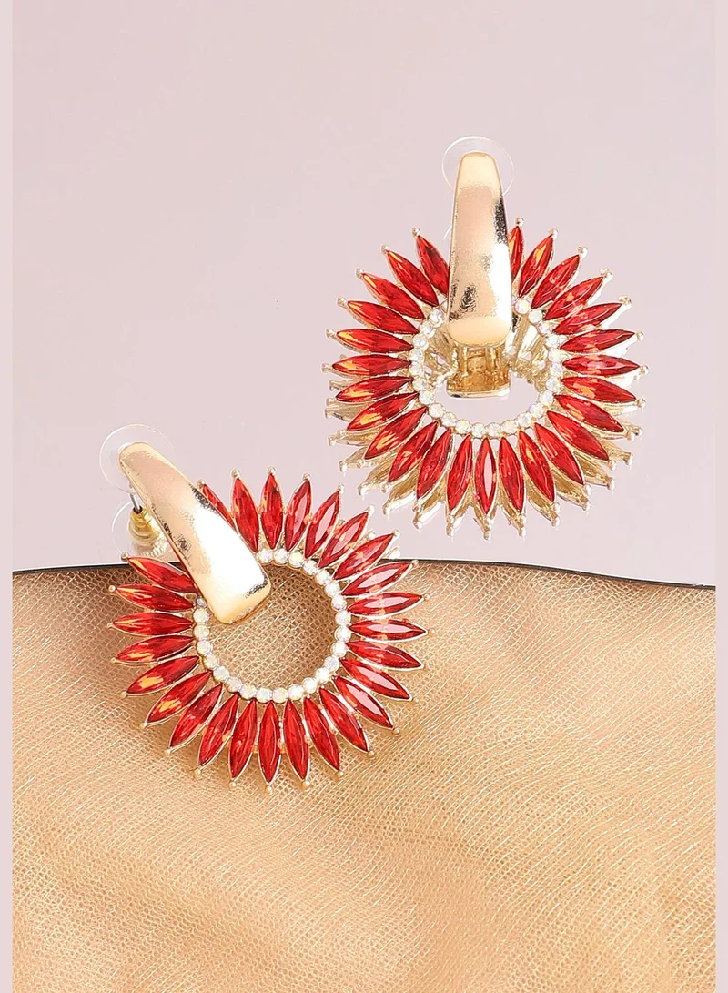 SOHI Gold Plated Designer Stone Party Drop Earring For Women