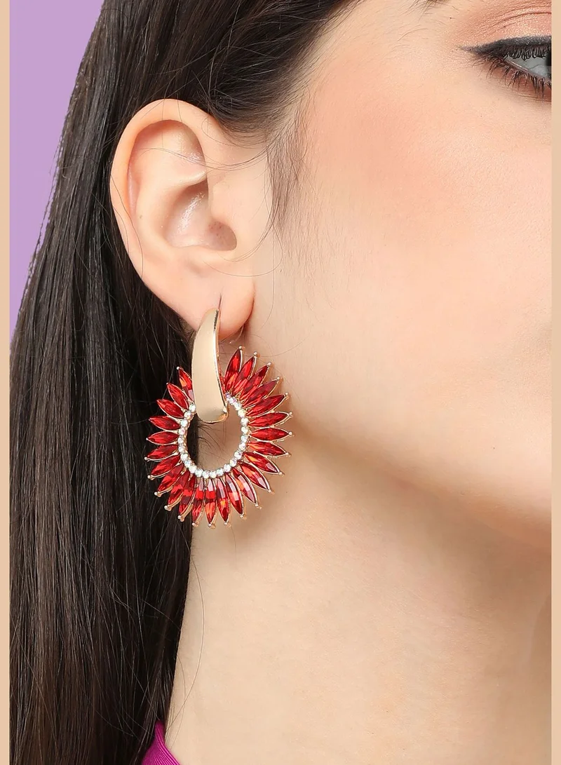 SOHI Gold Plated Designer Stone Party Drop Earring For Women