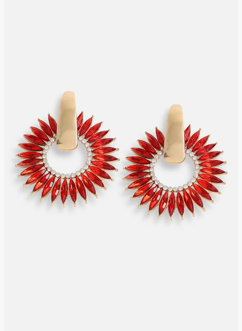 SOHI Gold Plated Designer Stone Party Drop Earring For Women