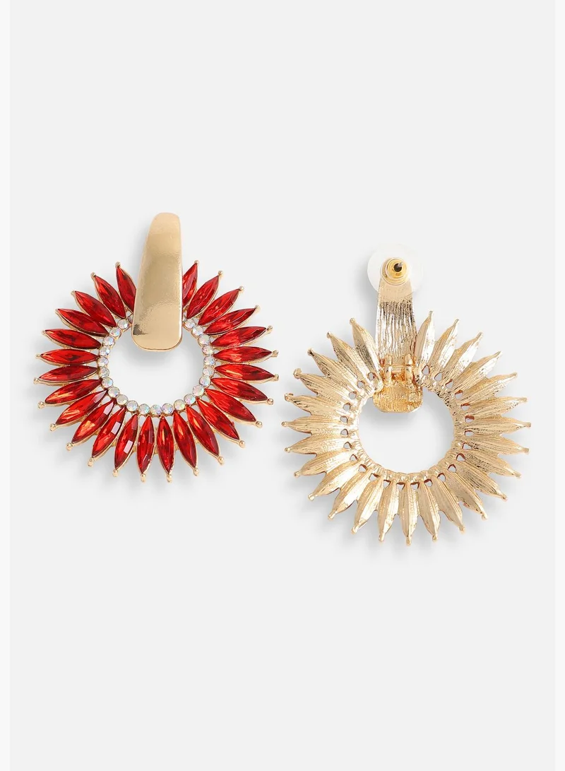 SOHI Gold Plated Designer Stone Party Drop Earring For Women