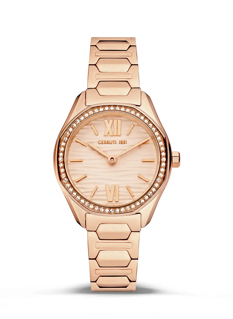 CERRUTI 1881 Bretagna 30mm Women's Analog Watch with Rose Gold Stainless Steel Bracelet