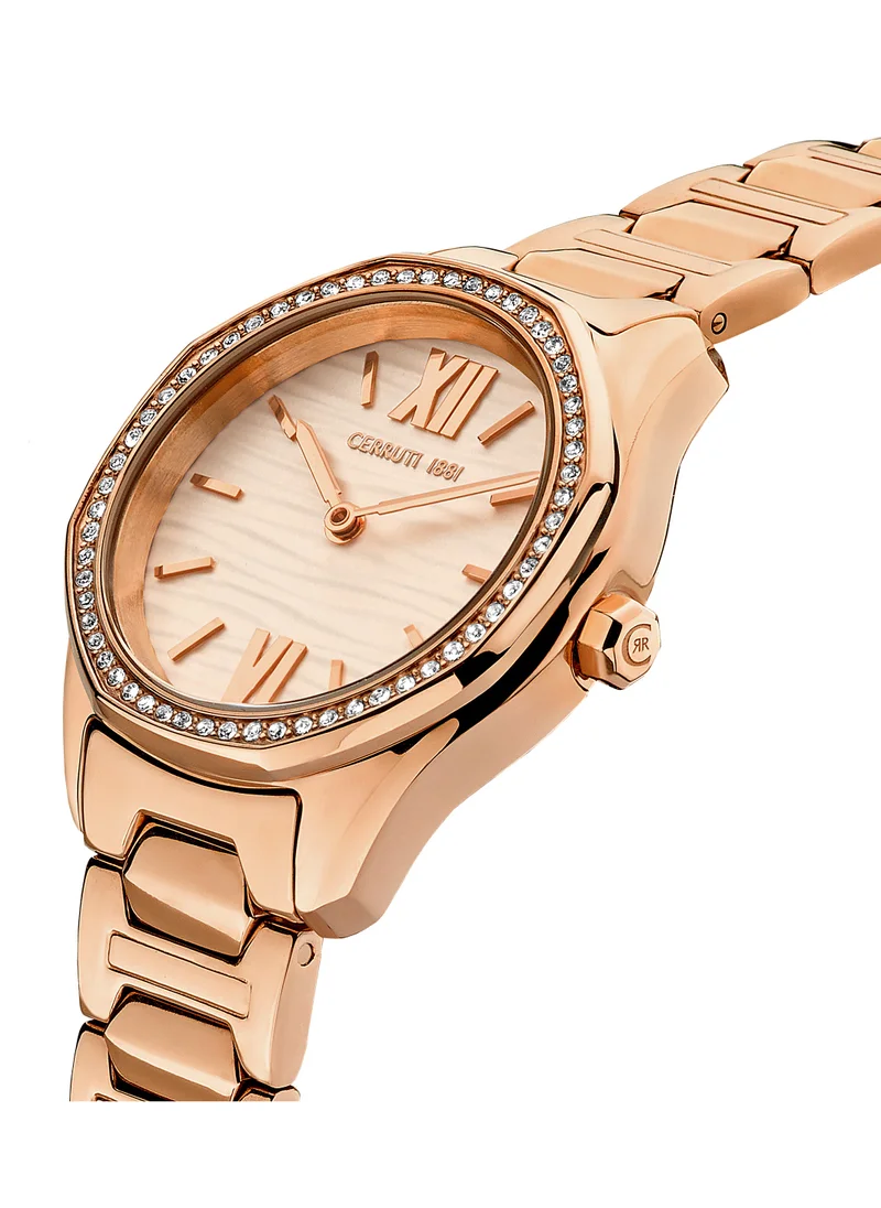 CERRUTI 1881 Bretagna 30mm Women's Analog Watch with Rose Gold Stainless Steel Bracelet