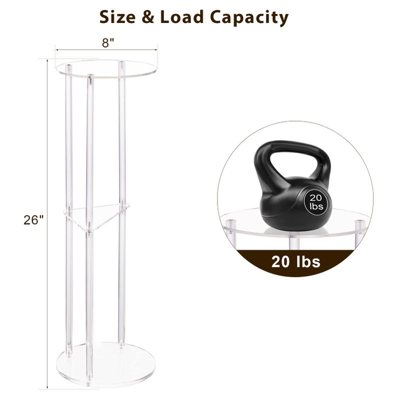 HMYHUM Clear Acrylic Drink Table for Small Spaces, Small Martini Drink Side Table for Living Room, 3 Tiers, C Shaped, 8" L x 8" W x 26" H - Image 2