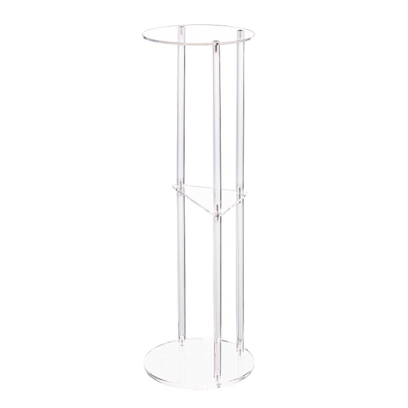 HMYHUM Clear Acrylic Drink Table for Small Spaces, Small Martini Drink Side Table for Living Room, 3 Tiers, C Shaped, 8" L x 8" W x 26" H - Image 1