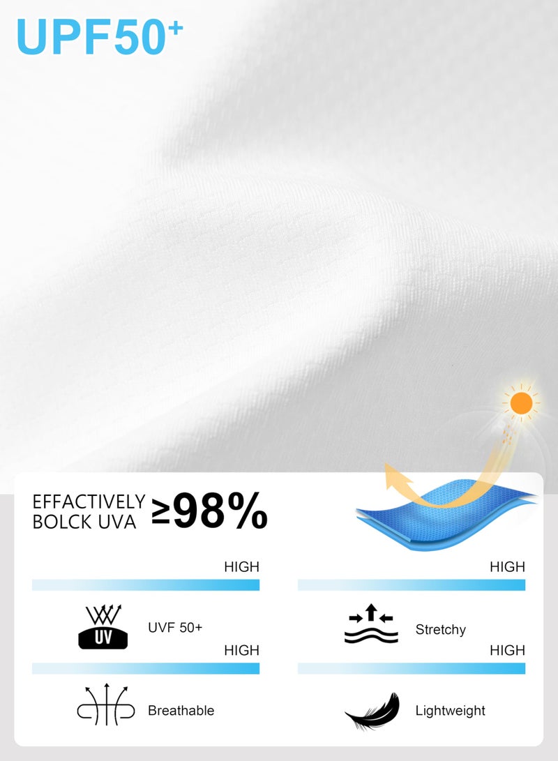 Sejuani Men's UPF 50+ Light Jacket Full Zip Sun Protection Hoodie Long Sleeve Sun Shirts for Men Hiking Fishing Zip Pockets(White_M) - Image 3