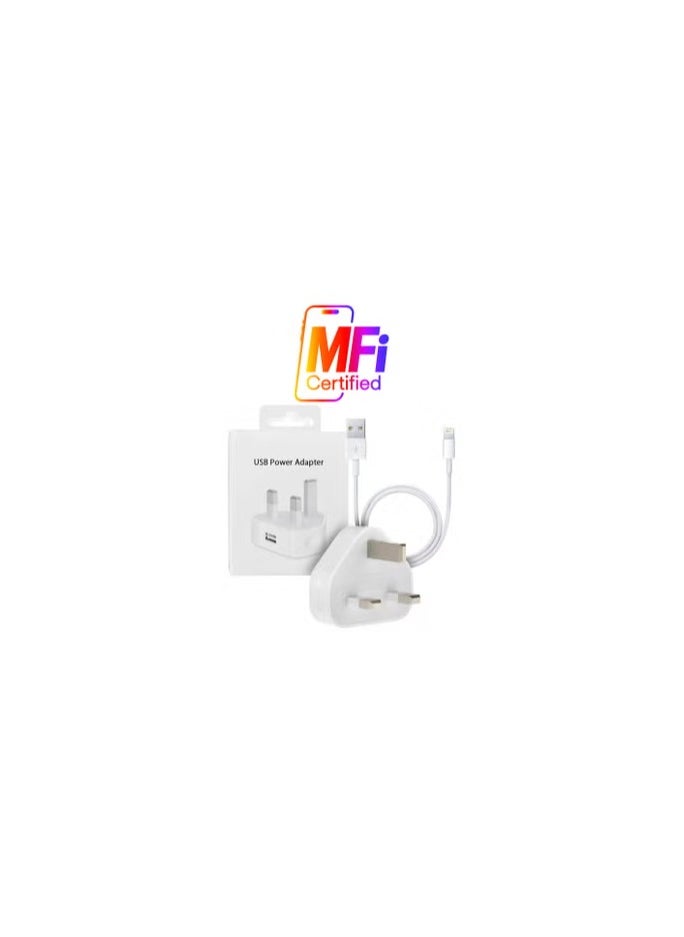 CATANES - Reliable 3-Pin Charger Adapter with 1m USB-A to Lightning Cable - Image 1