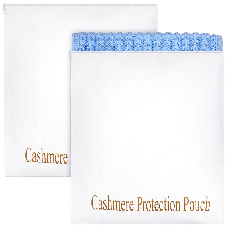 GliCraft 2 Pcs Cashmere Sweater Storage Bags with integrated Cedar Wood Breathable Washable Cotton Pouch Bags for Cashmere Wool Sweaters Storage Protection - Image 1