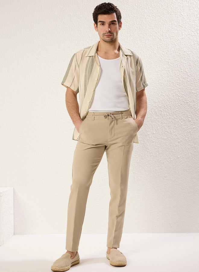 trendyol Slim Fit Waist Tie Detail Elastic Fabric Woven Trousers TMNAW25PL00027 - Image 4