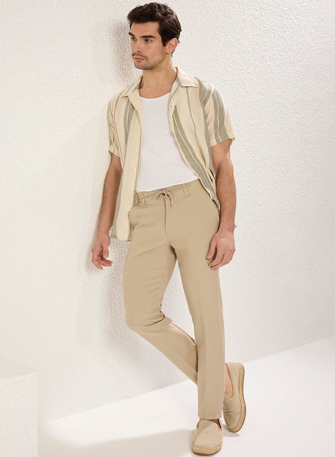 trendyol Slim Fit Waist Tie Detail Elastic Fabric Woven Trousers TMNAW25PL00027 - Image 3