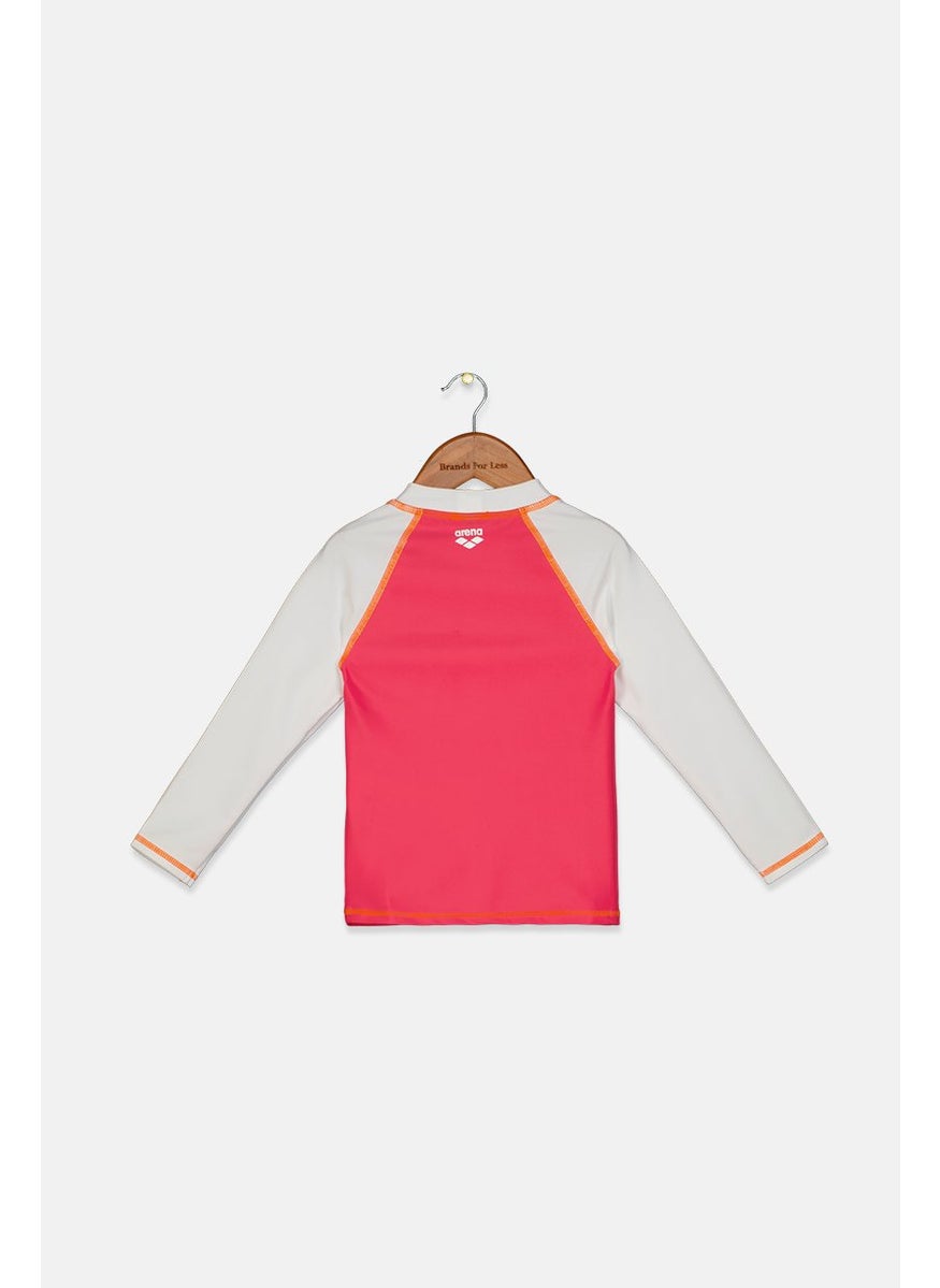 arena Toddler Girls Graphic Rash Guard, Pink and White  - Image 2