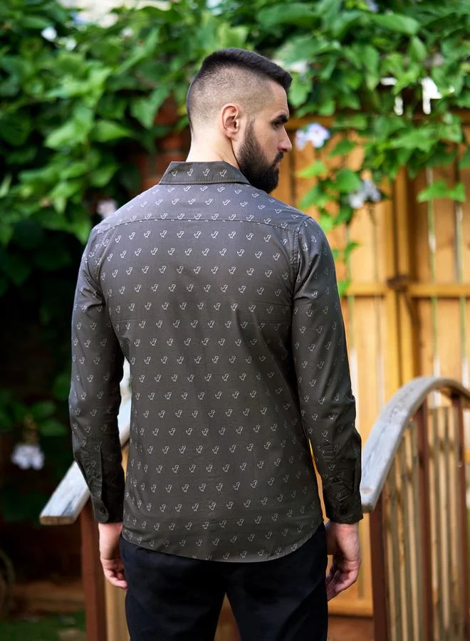 Dillinger Dillinger All Over Dinosaur Print Shirt with Long Sleeves