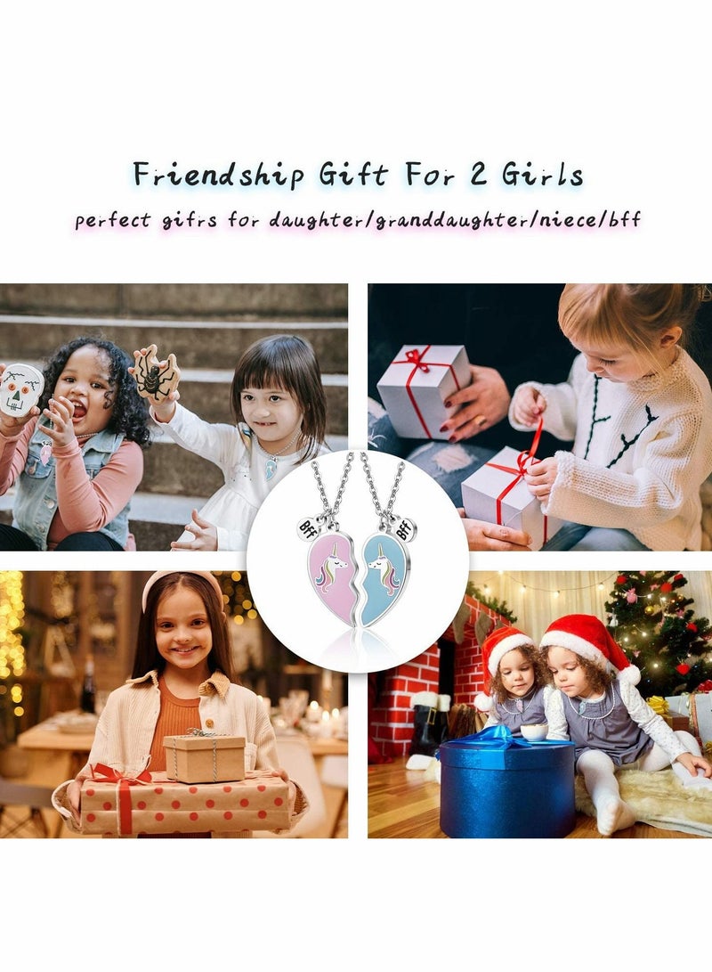 Excefore Friendship Necklaces, 2 PCS Half Heart Pendant Necklace for Children, Kid's Best Friend Jewelry,Friendship Gift Girls BFF Necklaces - Image 2
