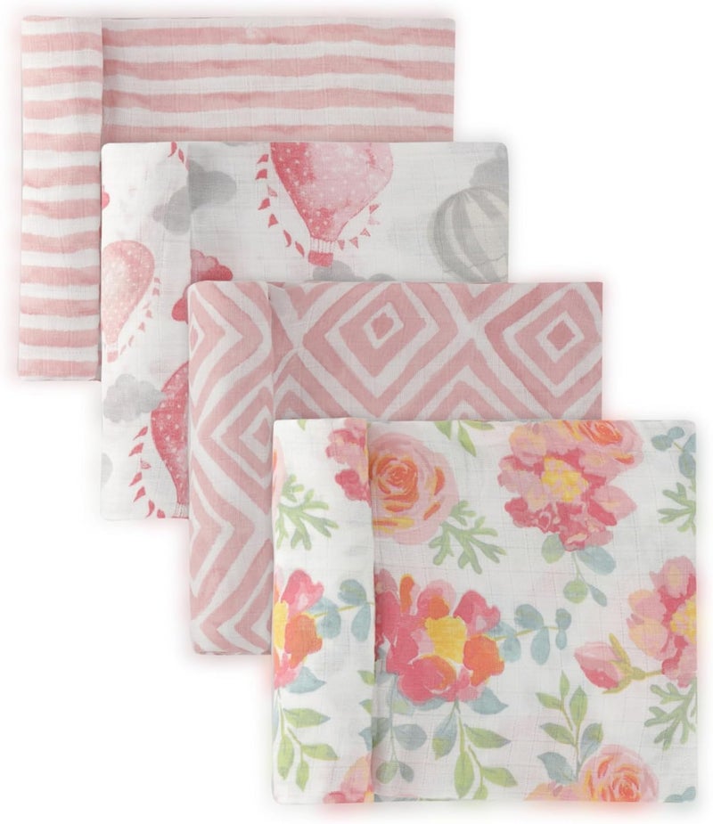 Featherhead 100 Cotton Muslin Swaddle Blankets for Baby Girl  Large 47x 47  PreWashed Soft  Breathable  Newborn Essential  Perfect Baby Registry Gift 4 Pack  Garden Floral - Image 5