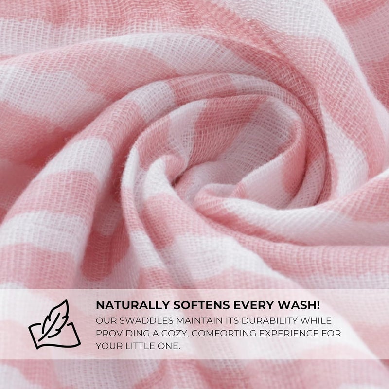 Featherhead 100 Cotton Muslin Swaddle Blankets for Baby Girl  Large 47x 47  PreWashed Soft  Breathable  Newborn Essential  Perfect Baby Registry Gift 4 Pack  Garden Floral - Image 4