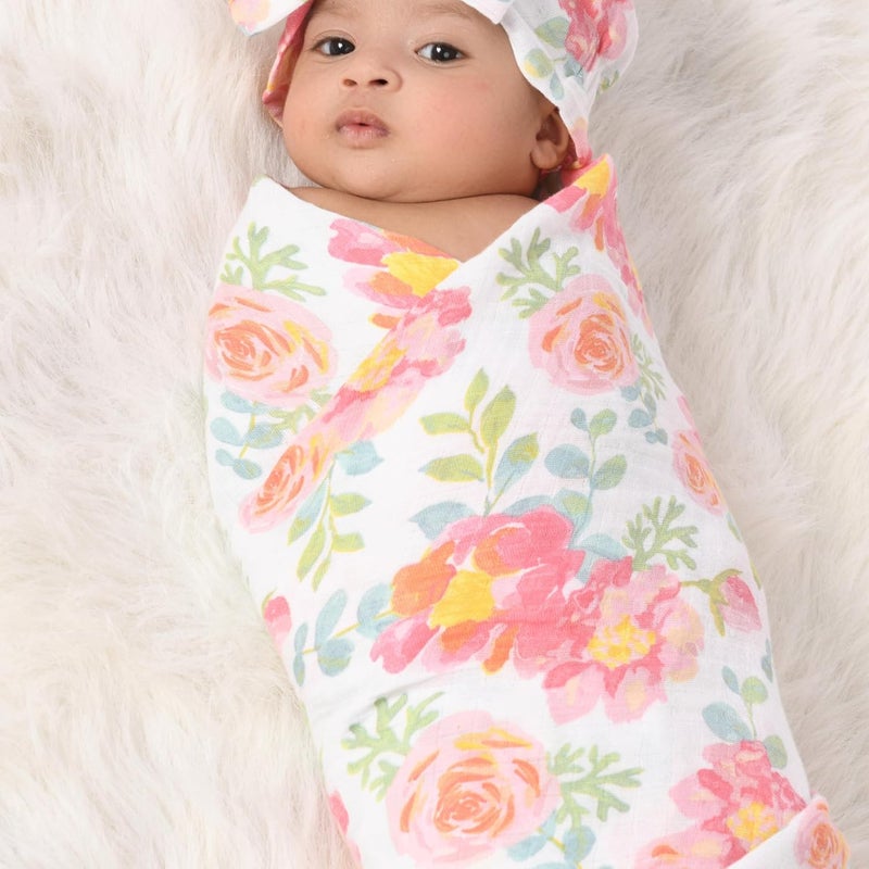 Featherhead 100 Cotton Muslin Swaddle Blankets for Baby Girl  Large 47x 47  PreWashed Soft  Breathable  Newborn Essential  Perfect Baby Registry Gift 4 Pack  Garden Floral - Image 3