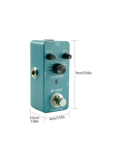 M-VAVE DIG REVERB Digital Reverb Guitar Effect Pedal 9 Reverb Types Decay & Mix Control True Bypass Full Metal Shell