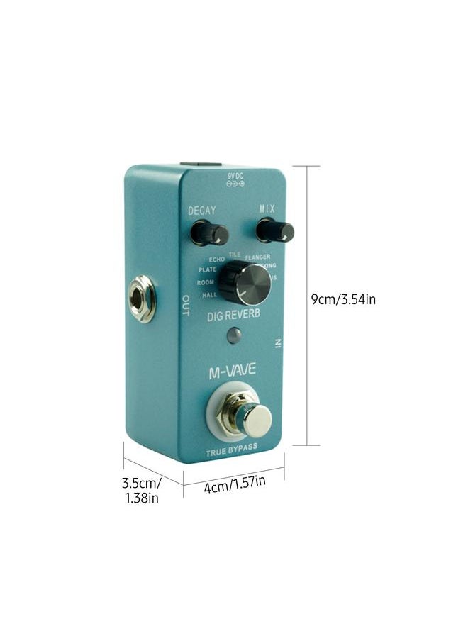 Thoraya - M-VAVE DIG REVERB Digital Reverb Guitar Effect Pedal 9 Reverb Types Decay & Mix Control True Bypass Full Metal Shell - Image 1