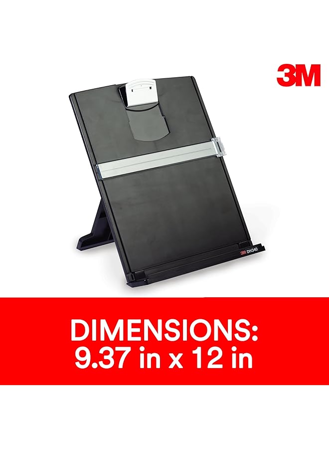 3M Desktop Document Holder With Adjustable Clip 25 1 2 In X 12 In 150 Sheet Capacity Black Dh340Mb - Image 2