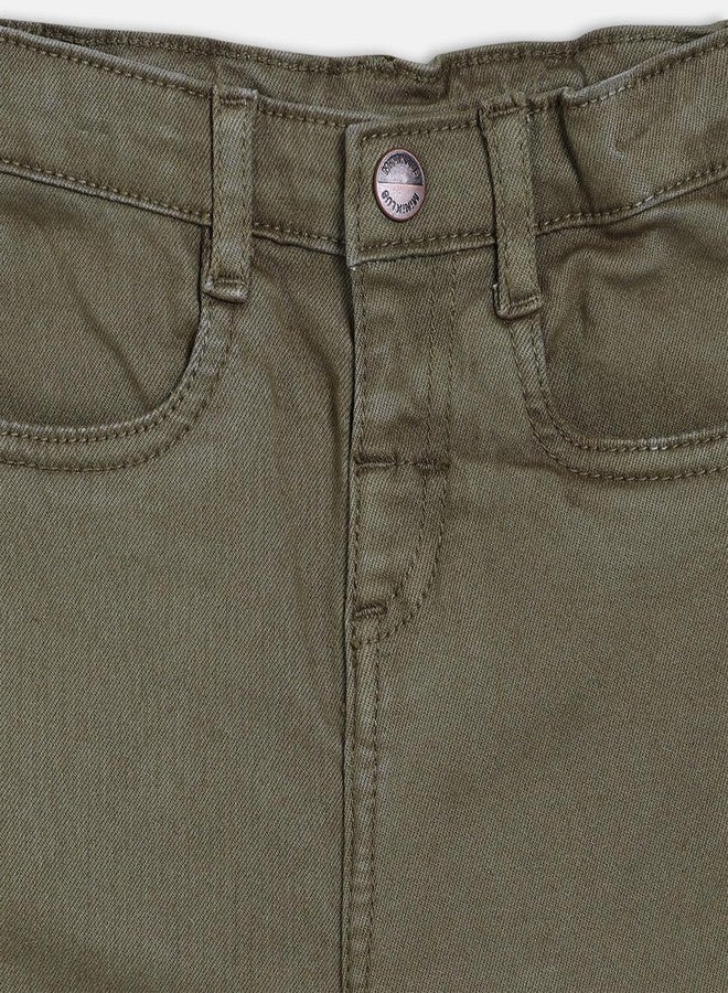 miniklub Baby Boys Waistband Full Length Woven Cotton Denim Pant, Pack of 1, Olive (2-3Y) - Image 3