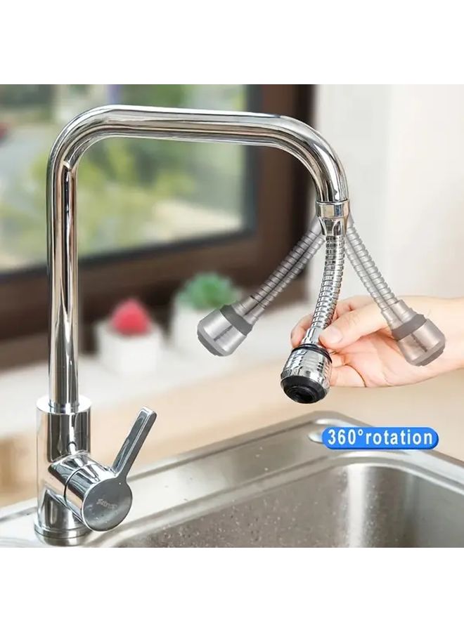 2 Pack Long Rotating Faucet Extenders Silvery Dual Spray Modes Splashproof No Tool Installation for Bathroom Kitchen Sinks - Image 5