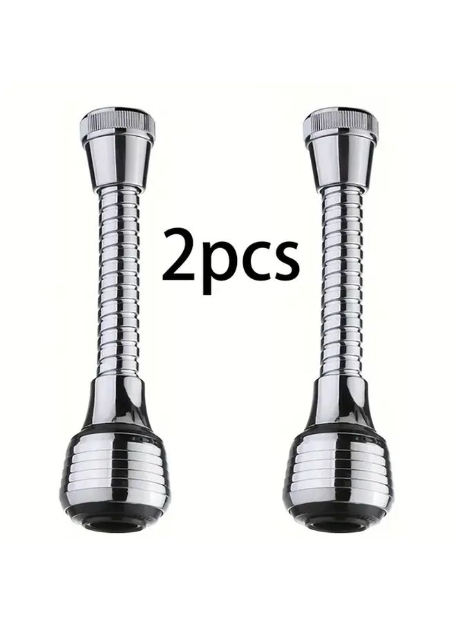 2 Pack Long Rotating Faucet Extenders Silvery Dual Spray Modes Splashproof No Tool Installation for Bathroom Kitchen Sinks - Image 4
