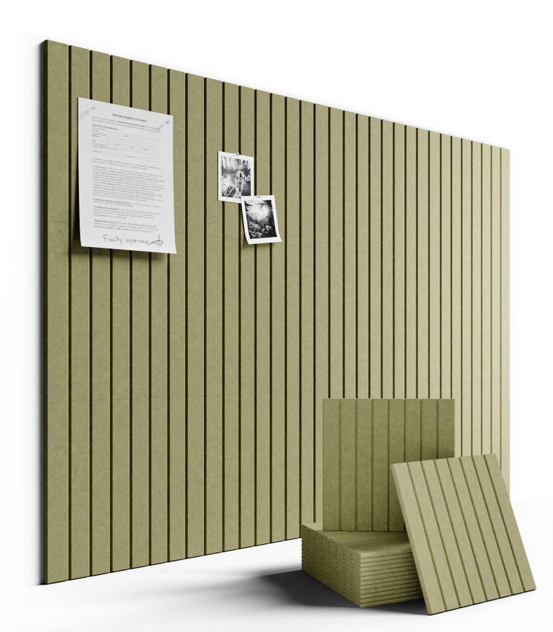 Fluxynara Large Felt Bulletin Board 48" x 36" Cork Board Alternative-12 Pack with 70 Safe Removable Adhesive Tabs, Cork Boards for Walls Cork Board for Home Office Classroom Pin Board (Olive Green) - Image 1