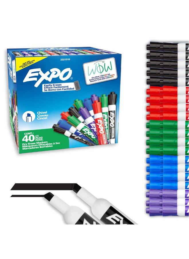 Expo Dry Erase Markers, Low Odor Ink, Assorted Colors, Chisel Tip, 40 Count - Image 1