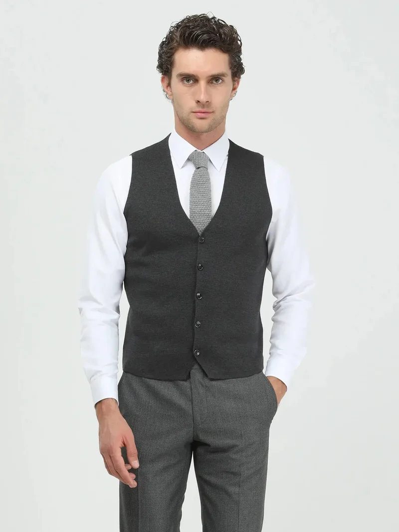 Kip Hard Coal Regular Fit Casual Knitting Knit Vest