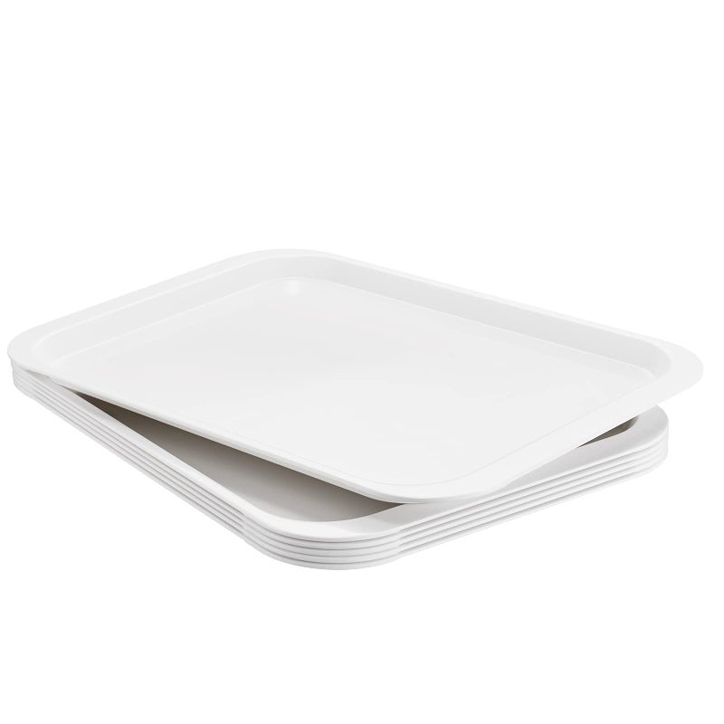 HSDT Melamine Serving Trays White 171x122 Inch Rectangle Cafeteria Fast Food Trays Breakfast Lunch Dinner for Eating Set of 6PFW17412206