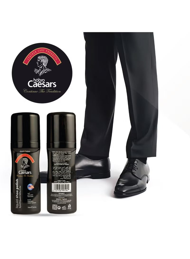 Habro Caesars Liquid Shoe Polish Black 75ml - Image 2