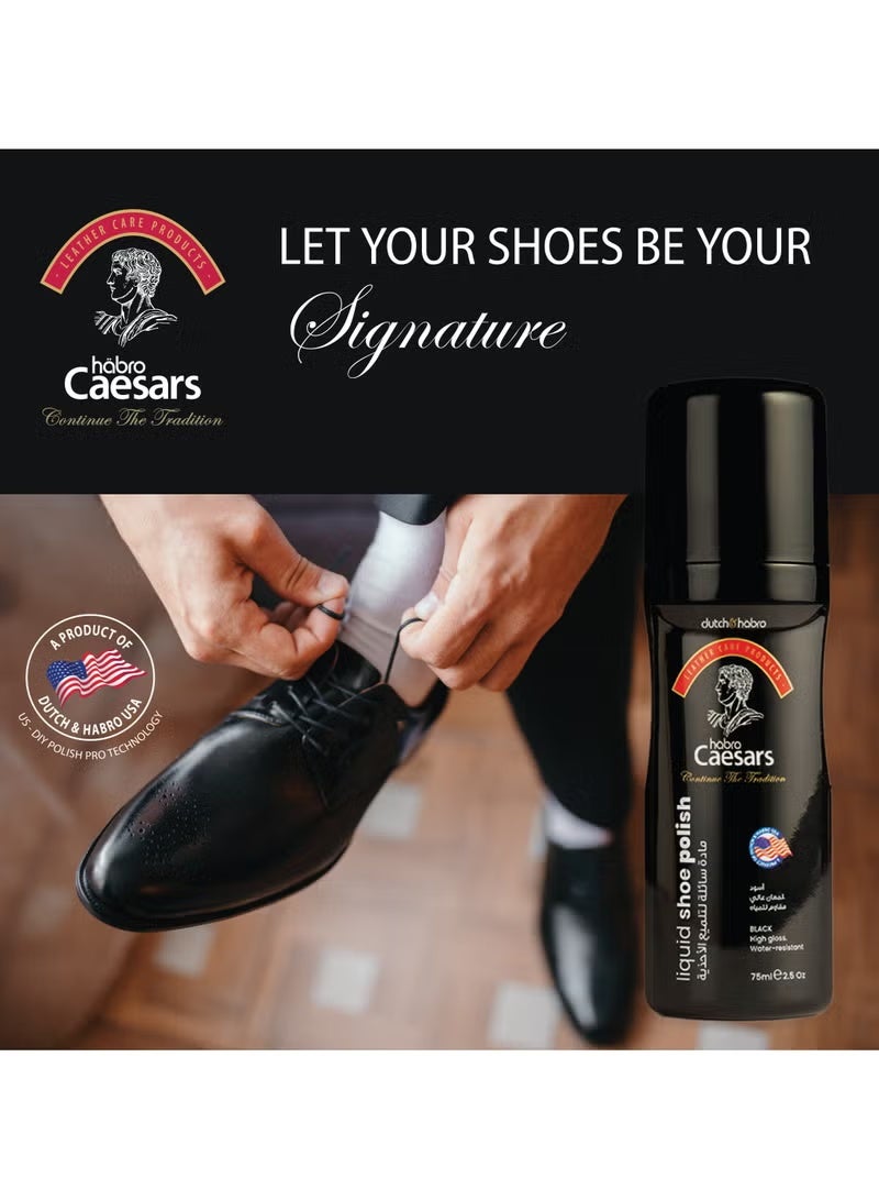 Habro Caesars Liquid Shoe Polish Black 75ml - Image 4