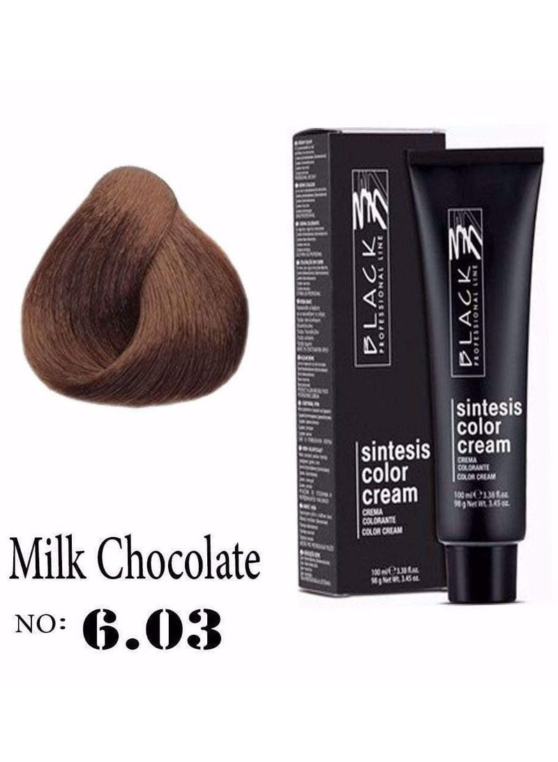 BLACK PROFESSIONAL LINE Black Sintesis Color Cream Milk Chocolate 6.03 – Permanent Hair Color for Rich, Vibrant Brown - Image 1
