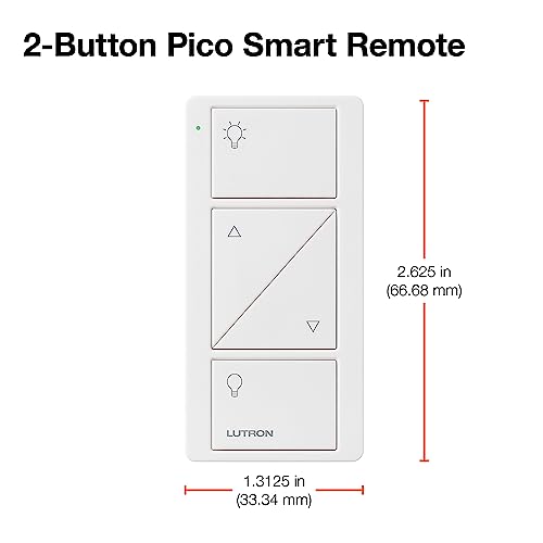 Lutron Pico Remote for Caseta Smart Dimmer Switch, 2-Button Control with Raise and Lower, For Table Top or Wallmount Use, PJ2-2BRL-GWH-L01, White - Image 5