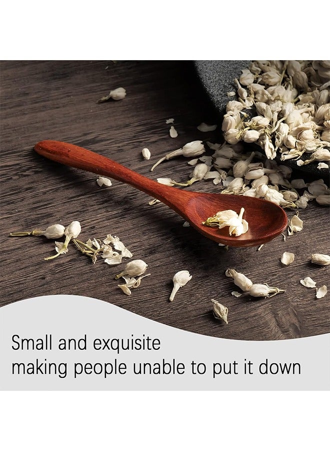 HY 7 PCS Small Wooden Spoons Honey spoons for Tea Smooth Wooden Honey Teaspoon for Coffee Ellipse Serving Wood Spoons Mini Table Spoon for Jar and condiments Wooden Spoons for Eating - Image 5